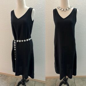 J.Jill Pure Jill Black Linen‎ Lagenlook V-Neck Sleeveless Asymmetric Dress XXS